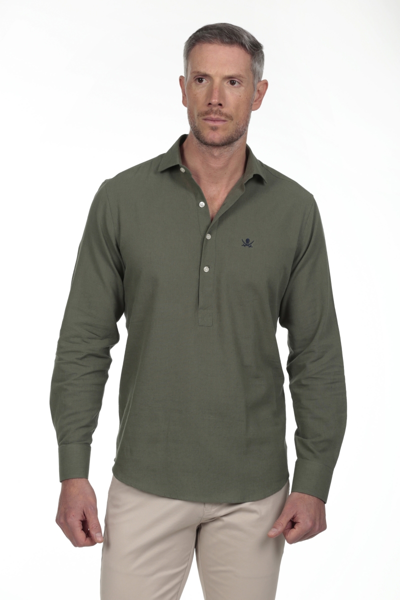 Camisa Lino Polera Hombre The Time Of Bocha RV1POL Verde