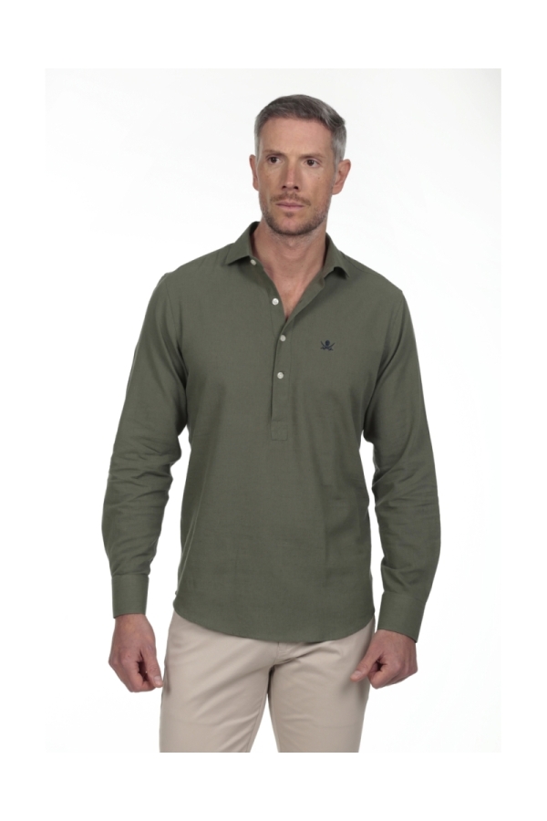Camisa Lino Polera Hombre The Time Of Bocha RV1POL Verde
