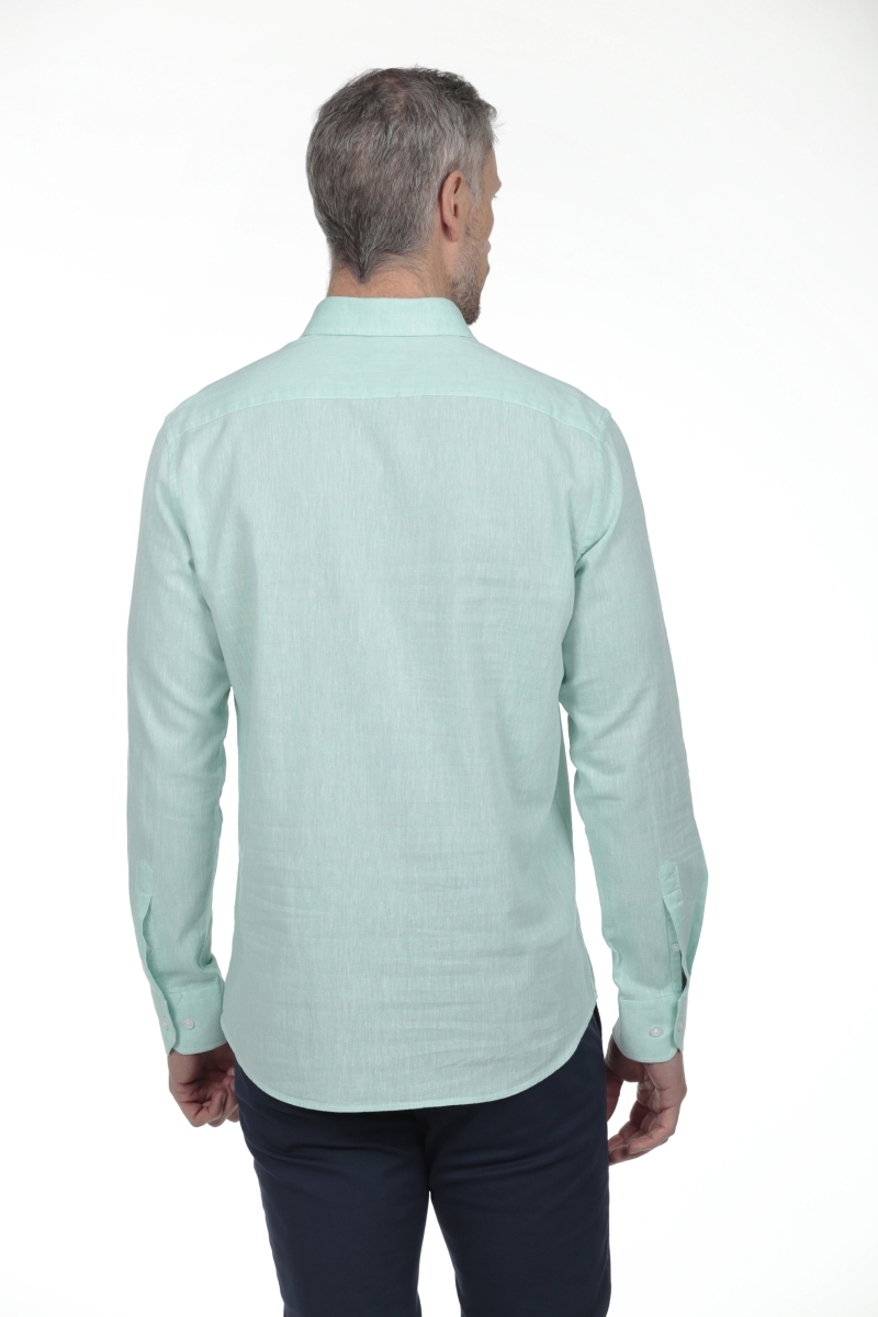 Camisa Lino Polera Hombre The Time Of Bocha RV1POL Verde Agua 2