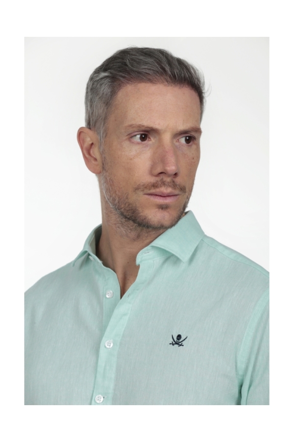Camisa Lino Polera Hombre The Time Of Bocha RV1POL Verde Agua