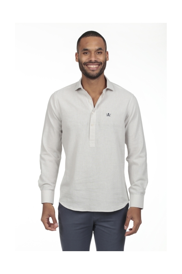 Camisa Lino Polera Hombre The Time Of Bocha RV1POL Gris