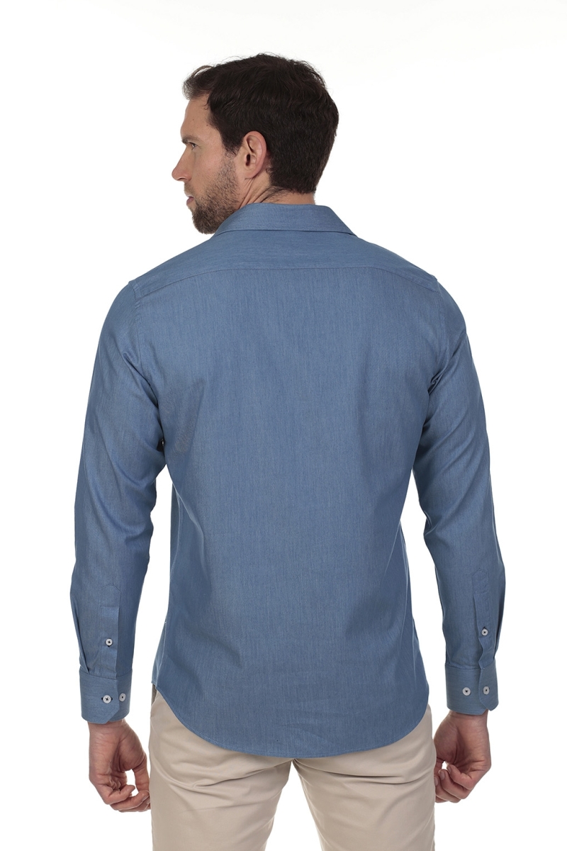 Camisa Polera Jeans Hombre The Time Of Bocha RV1POL-JEANS Azul Medio 2