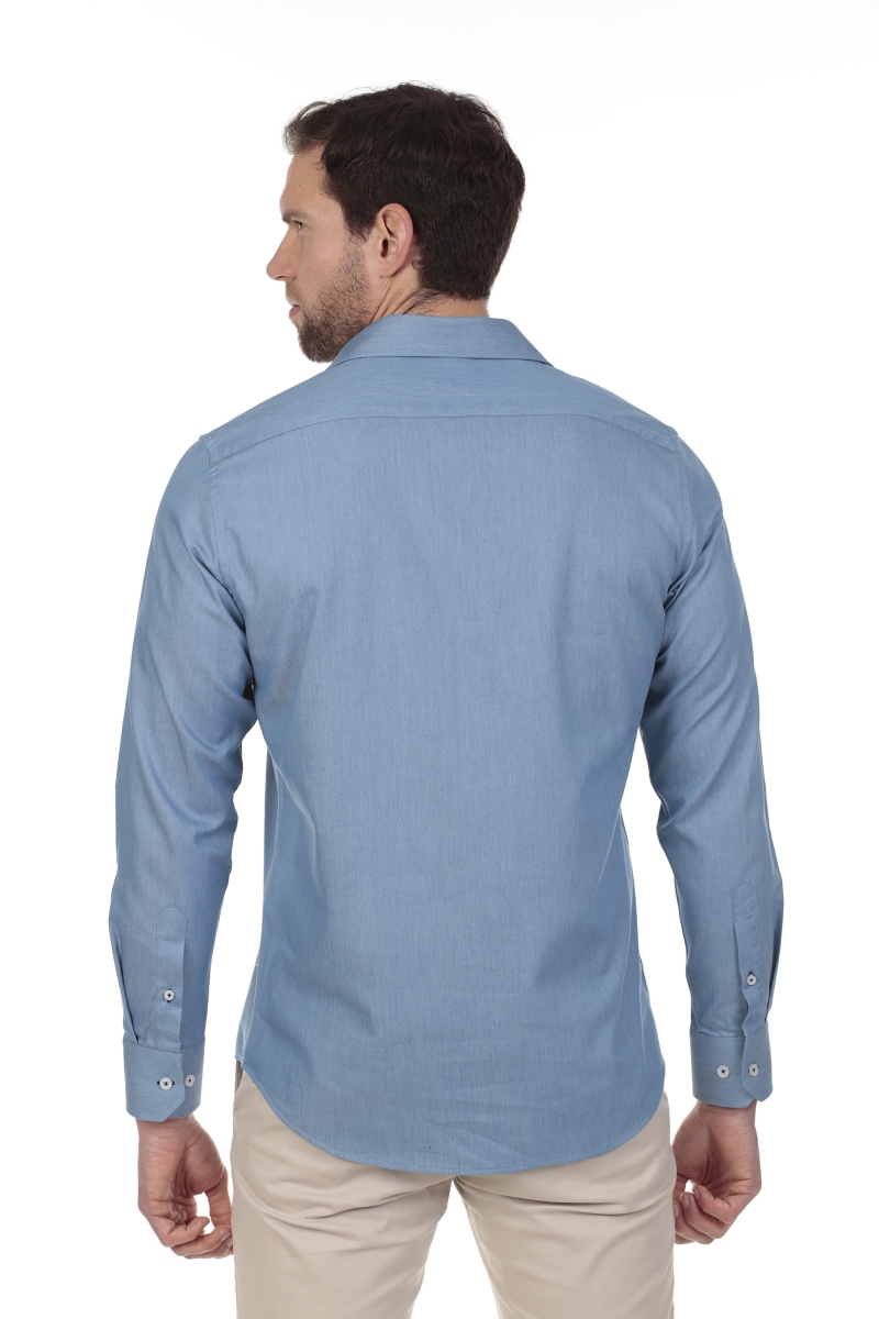 Camisa Polera Jeans Hombre The Time Of Bocha RV1POL-JEANS Azul Medio 2