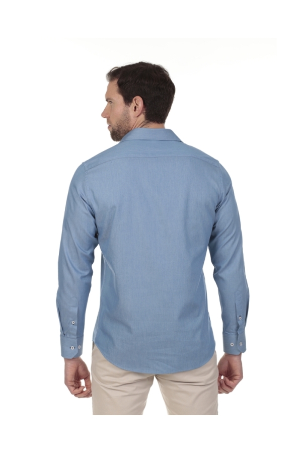 Camisa Polera Jeans Hombre The Time Of Bocha RV1POL-JEANS Azul Medio