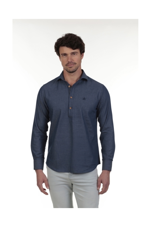 Camisa Polera Jeans Hombre The Time Of Bocha RV1POL-JEANS Azul Claro