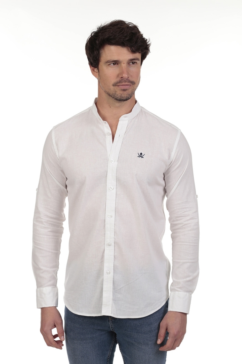 Camisa Lino Cuello Mao Hombre The Time Of Bocha RV1MAO Blanco
