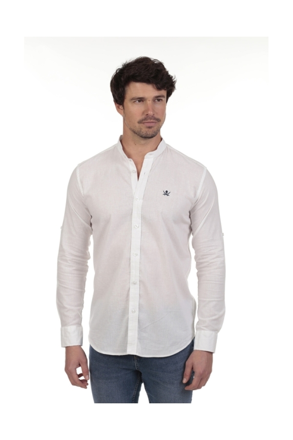 Camisa Lino Cuello Mao Hombre The Time Of Bocha RV1MAO Blanco
