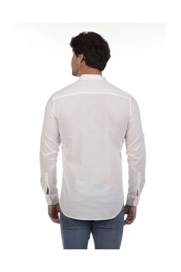 Camisa Lino Cuello Mao Hombre The Time Of Bocha RV1MAO Blanco
