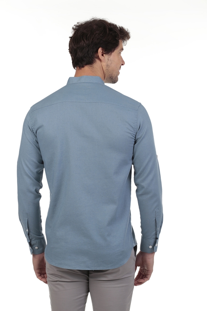 Camisa Lino Cuello Mao Hombre The Time Of Bocha RV1MAO Denim 2