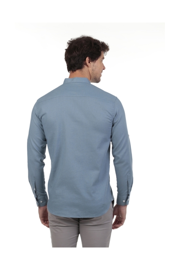 Camisa Lino Cuello Mao Hombre The Time Of Bocha RV1MAO Denim