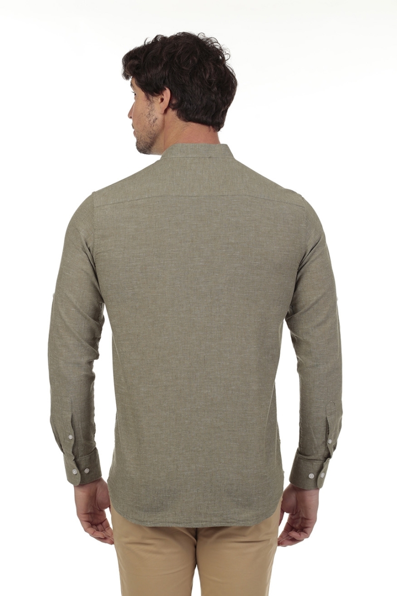 Camisa Lino Cuello Mao Hombre The Time Of Bocha RV1MAO Verde 2