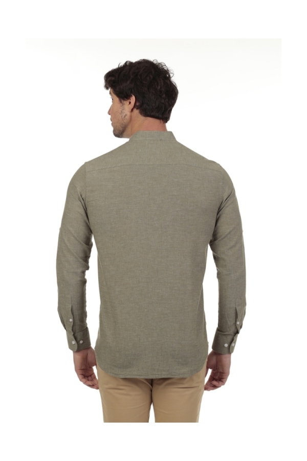 Camisa Lino Cuello Mao Hombre The Time Of Bocha RV1MAO Verde