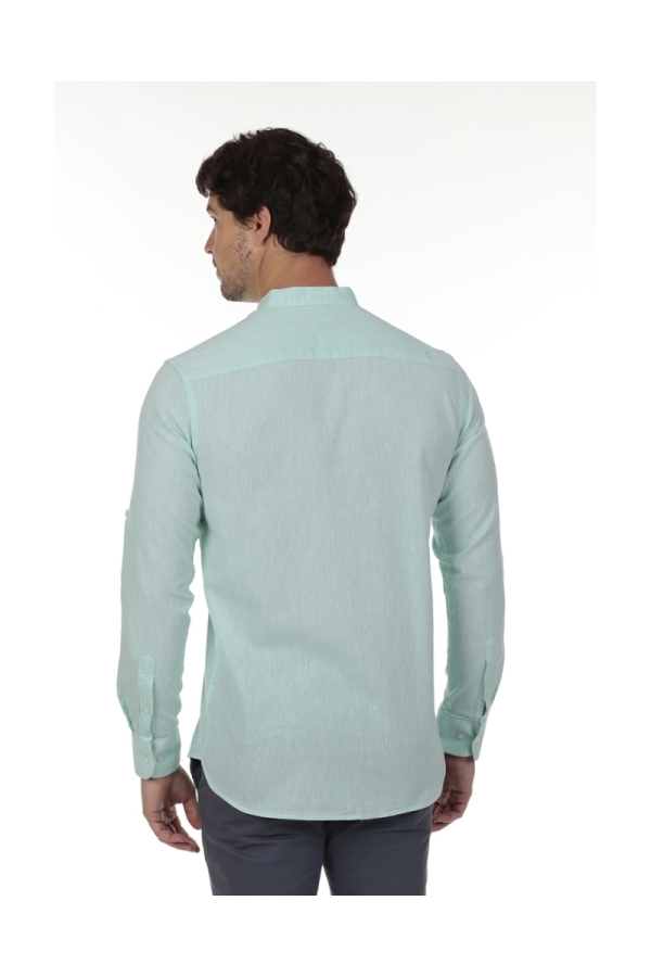 Camisa Lino Cuello Mao Hombre The Time Of Bocha RV1MAO Verde Agua