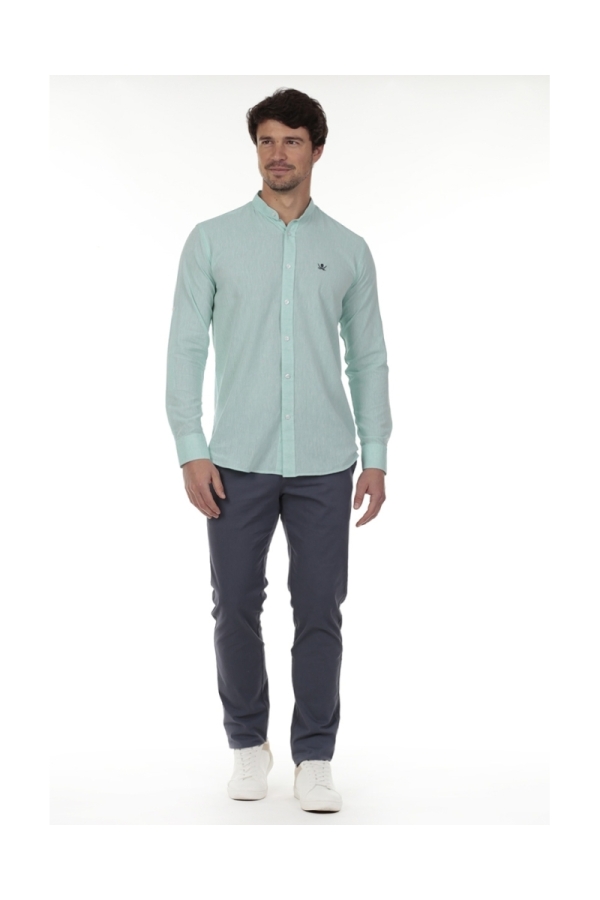 Camisa Lino Cuello Mao Hombre The Time Of Bocha RV1MAO Verde Agua