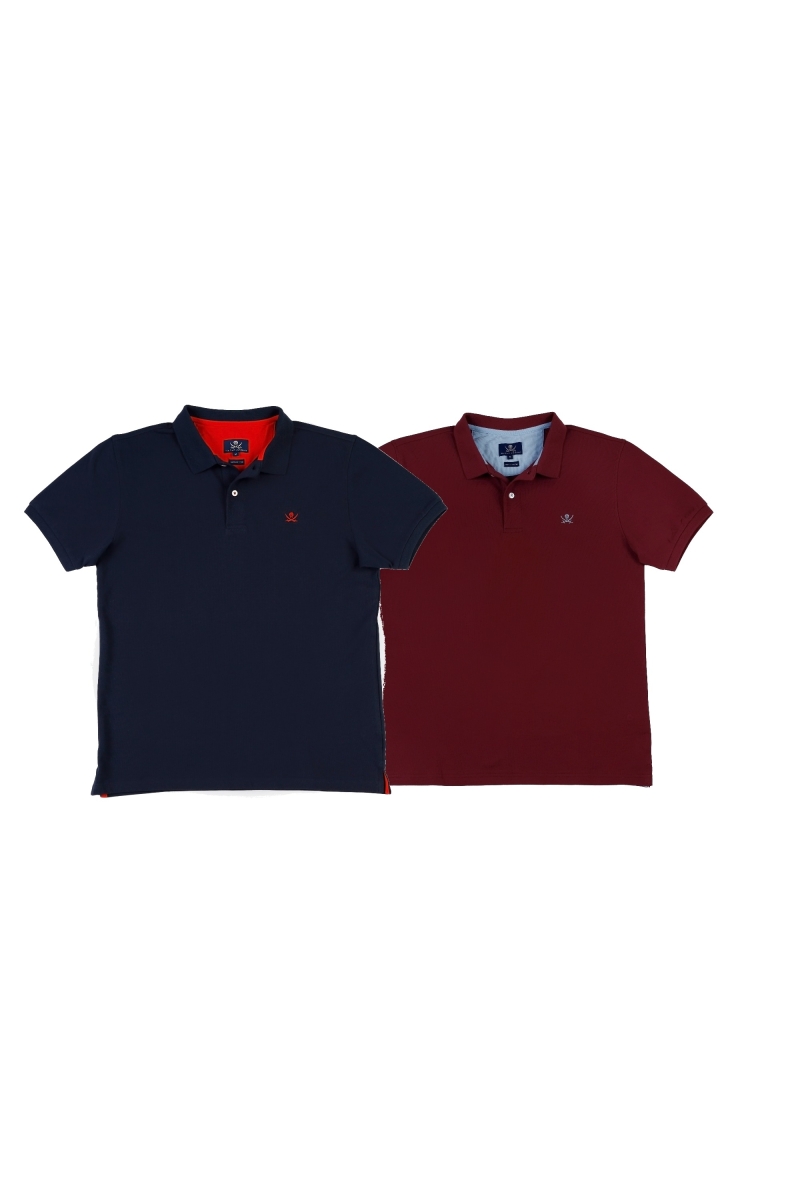 Pack 2 Polos Basicos Hombre The Time Of Bocha RV1PK.PL Marino-Burdeos