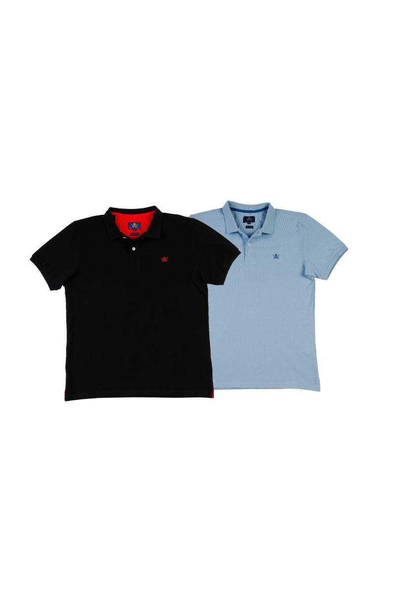 Pack 2 Polos Basicos Hombre The Time Of Bocha RV1PK.PL Negro-Celeste