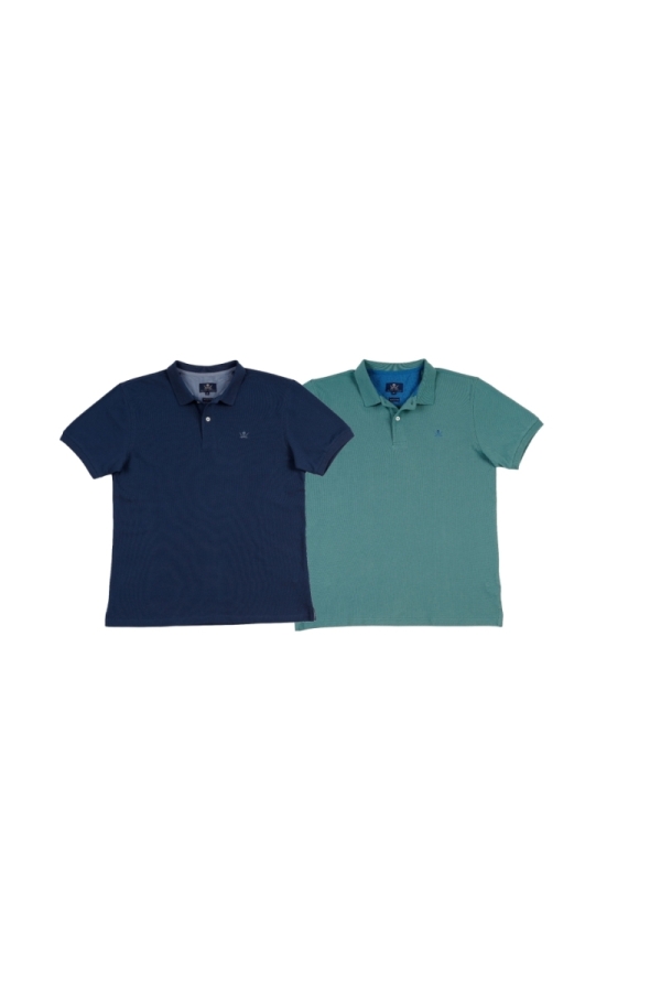 Pack 2 Polos Basicos Hombre The Time Of Bocha RV1PK.PL Denim-Menta