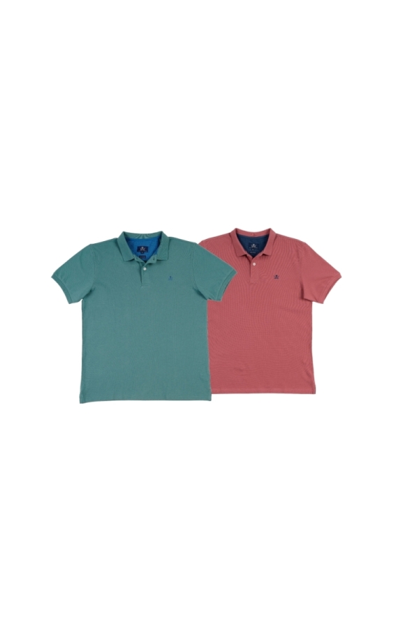 Pack 2 Polos Basicos Hombre The Time Of Bocha RV1PK.PL Menta-Garnet