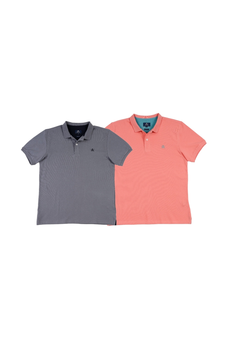 Pack 2 Polos Basicos Hombre The Time Of Bocha RV1PK.PL Gris-Salmon