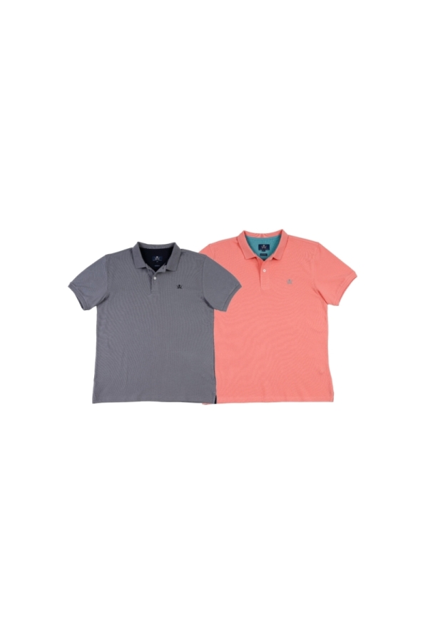 Pack 2 Polos Basicos Hombre The Time Of Bocha RV1PK.PL Gris-Salmon