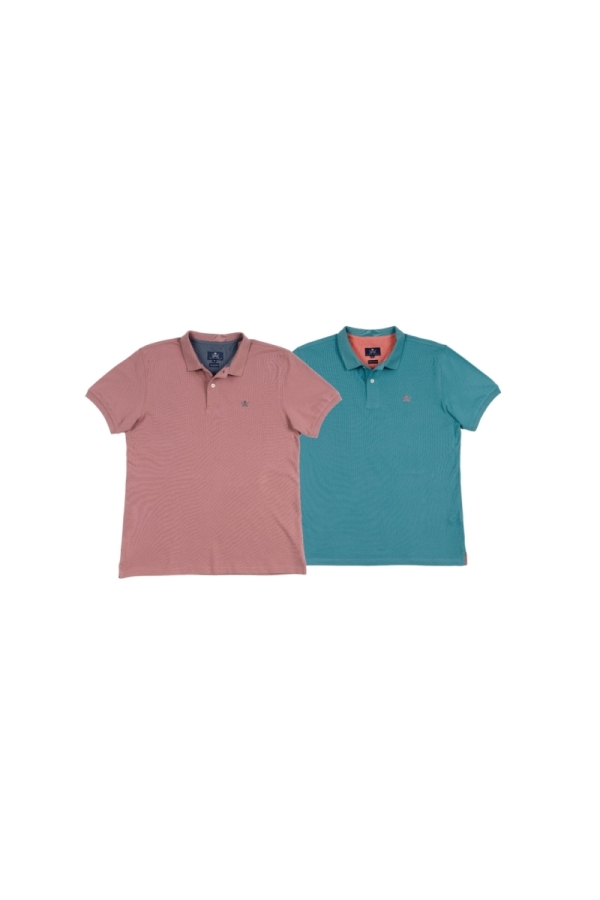 Pack 2 Polos Basicos Hombre The Time Of Bocha RV1PK.PL Maquilla-Turquesa