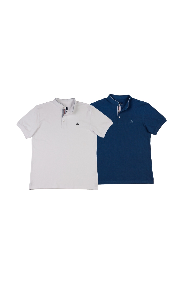 Pack 2 Polos Cuello Mao Hombre The Time Of Bocha RV1PK.PL Blanco-Denim