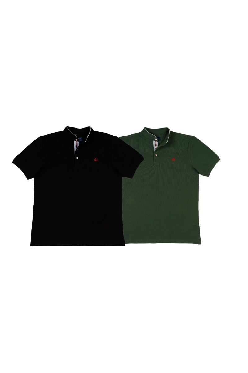 Pack 2 Polos Cuello Mao Hombre The Time Of Bocha RV1PK.PL Negro.V.Bot