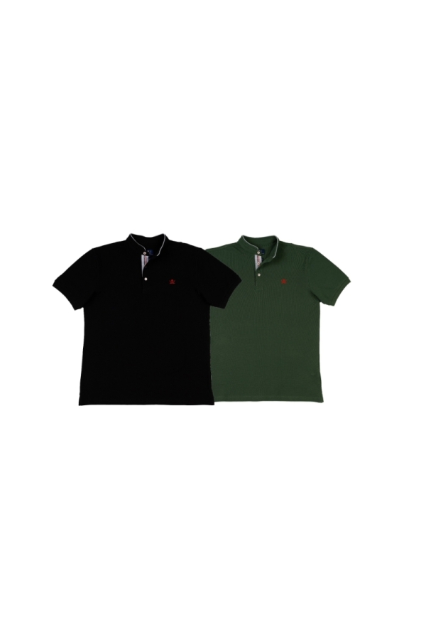 Pack 2 Polos Cuello Mao Hombre The Time Of Bocha RV1PK.PL Negro.V.Bot