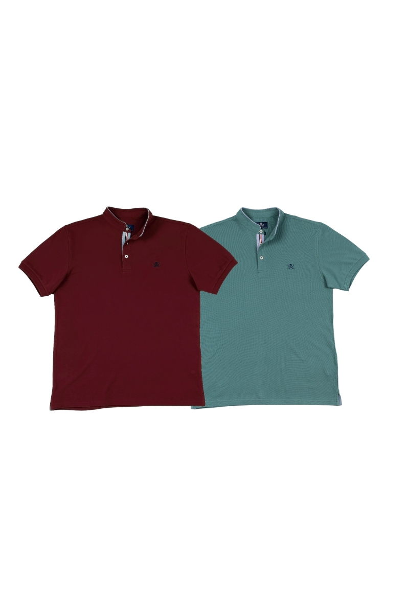 Pack 2 Polos Cuello Mao Hombre The Time Of Bocha RV1PK.PL Burdeos-Menta