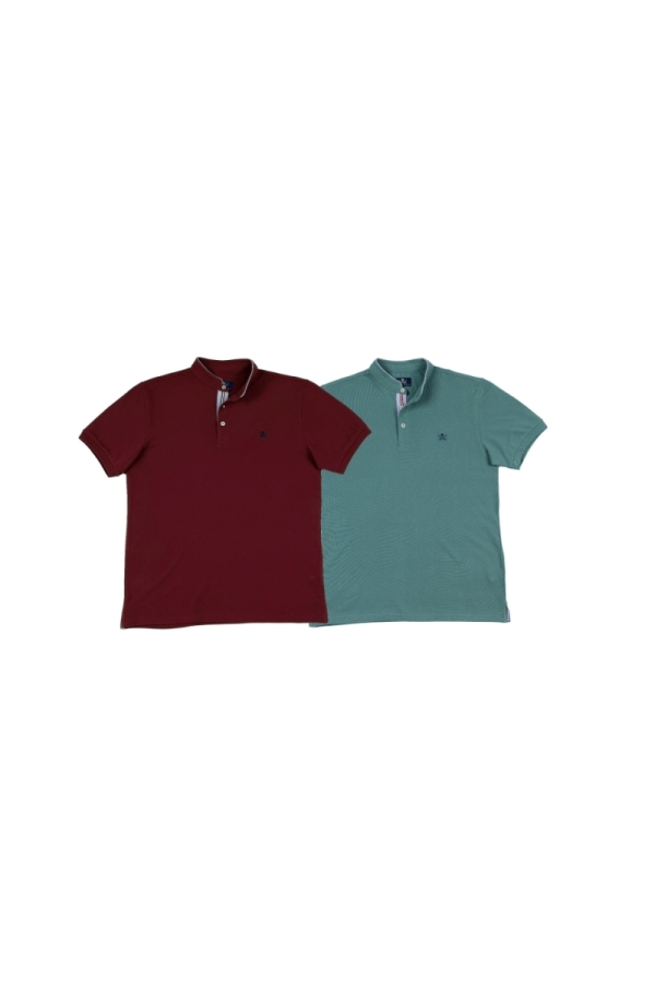 Pack 2 Polos Cuello Mao Hombre The Time Of Bocha RV1PK.PL Burdeos-Menta