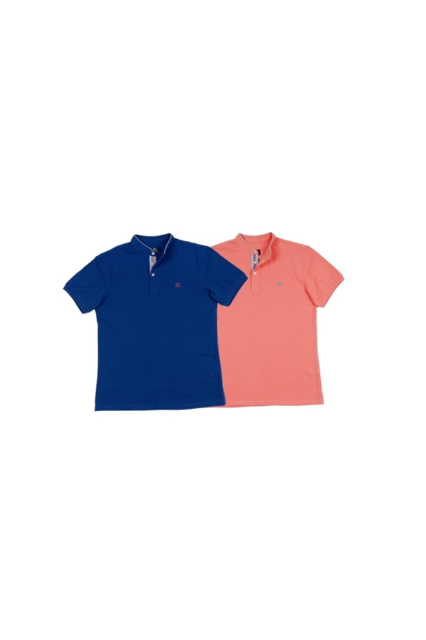 Pack 2 Polos Cuello Mao Hombre The Time Of Bocha RV1PK.PL Indigo-Salmon