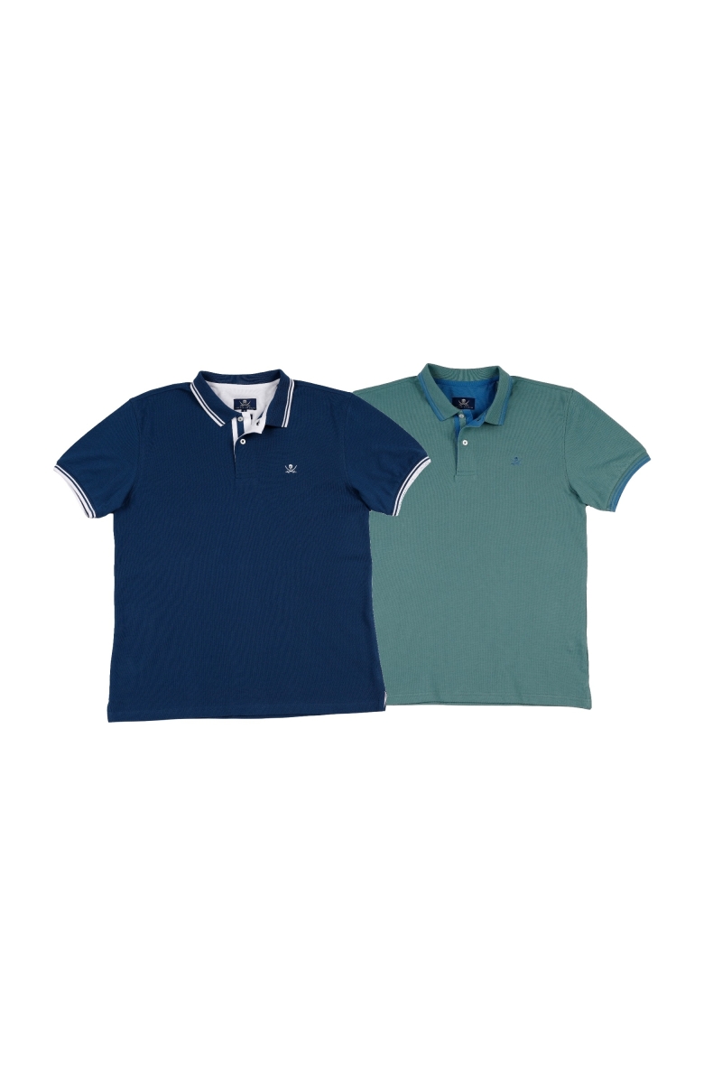 Pack 2  Polos Pirata Hombre The Time Of Bocha RV1PK.PL Denim-Menta