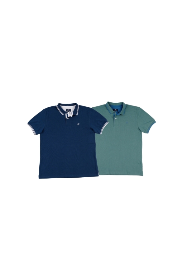 Pack 2  Polos Pirata Hombre The Time Of Bocha RV1PK.PL Denim-Menta