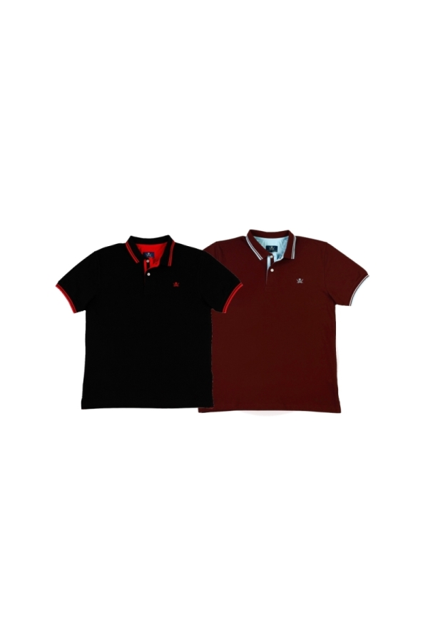 Pack 2  Polos Pirata Hombre The Time Of Bocha RV1PK.PL Negro-Burdeos