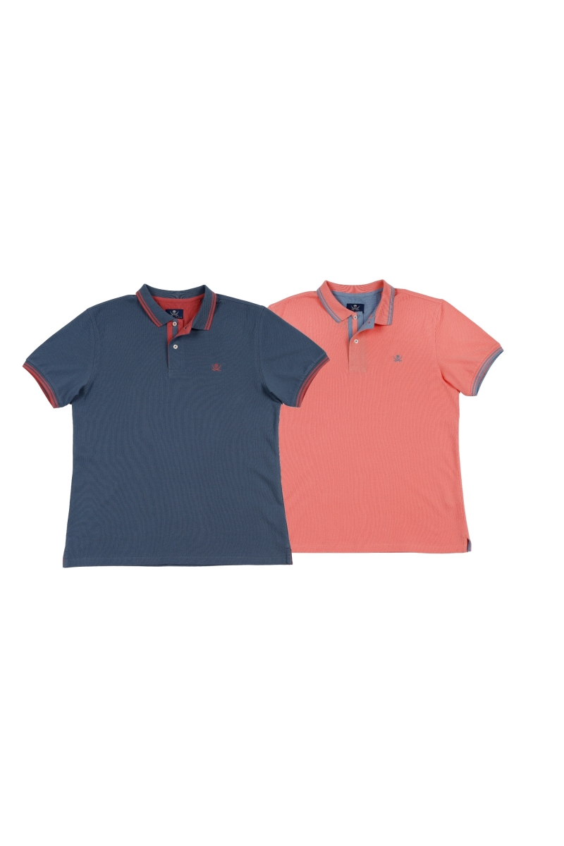 Pack 2  Polos Pirata Hombre The Time Of Bocha RV1PK.PL Azul.Mir_Salmon