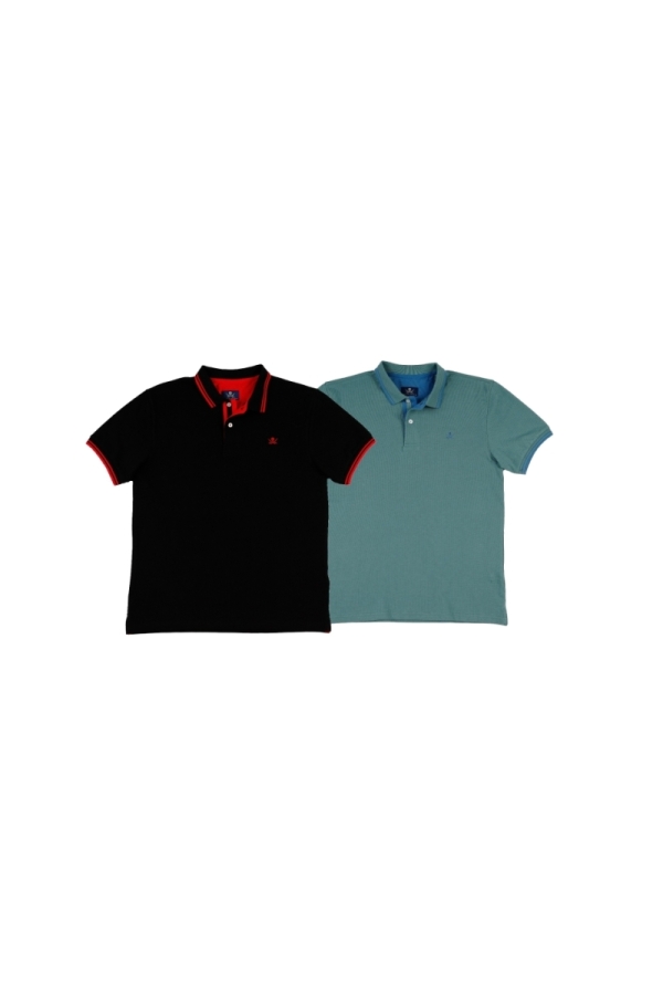 Pack 2  Polos Pirata Hombre The Time Of Bocha RV1PK.PL Negro-Menta