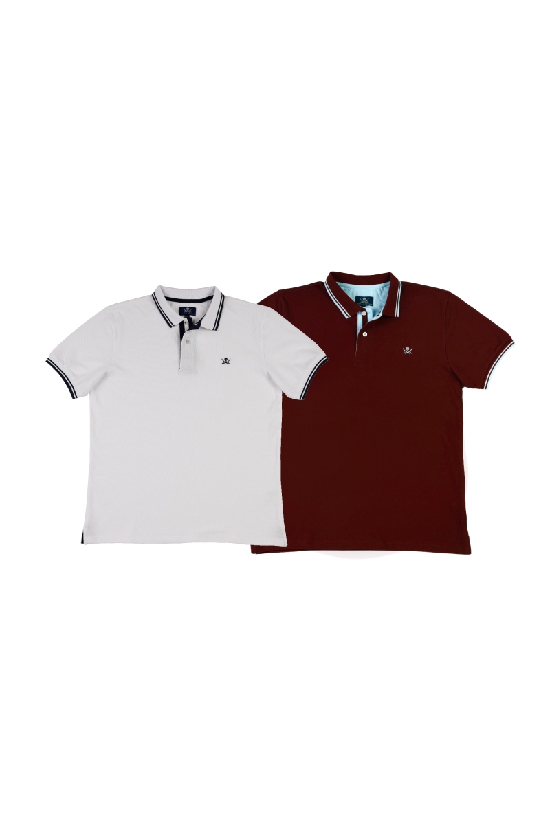 Pack 2  Polos Pirata Hombre The Time Of Bocha RV1PK.PL Blanco-Burdeos