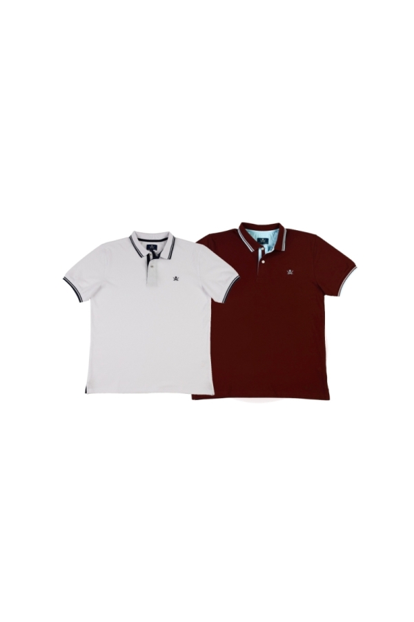 Pack 2  Polos Pirata Hombre The Time Of Bocha RV1PK.PL Blanco-Burdeos