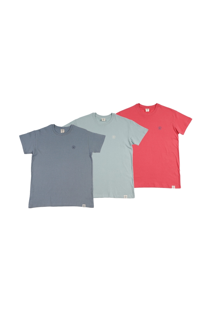 Pack 3  Camisetas Hombre The Time Of Bocha RV1PK.CM Azul.Vin-Aloe-Coral