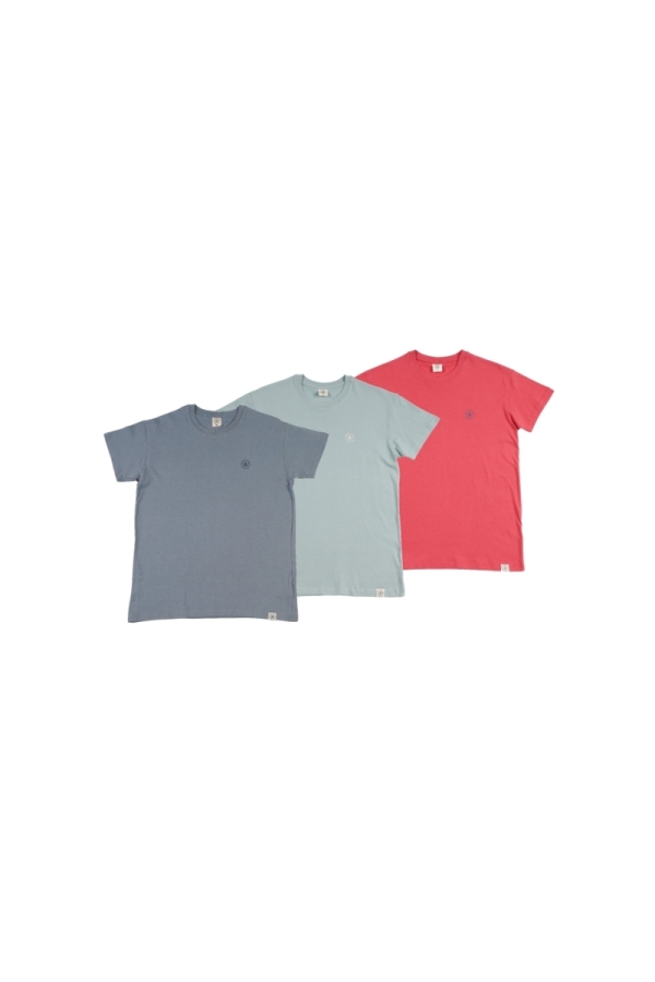 Pack 3  Camisetas Hombre The Time Of Bocha RV1PK.CM Azul.Vin-Aloe-Coral