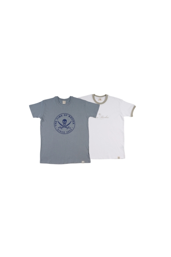 Pack 2  Camisetas Hombre The Time Of Bocha RV1PK.CM Azul.Vin-Blanco