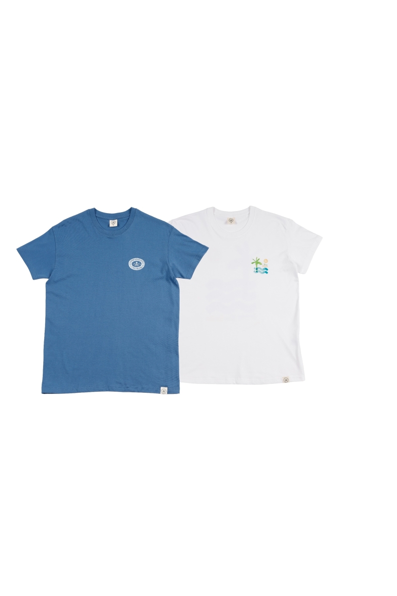 Pack 2  Camisetas Hombre The Time Of Bocha RV1PK.CM Azul.Jea-Blanco