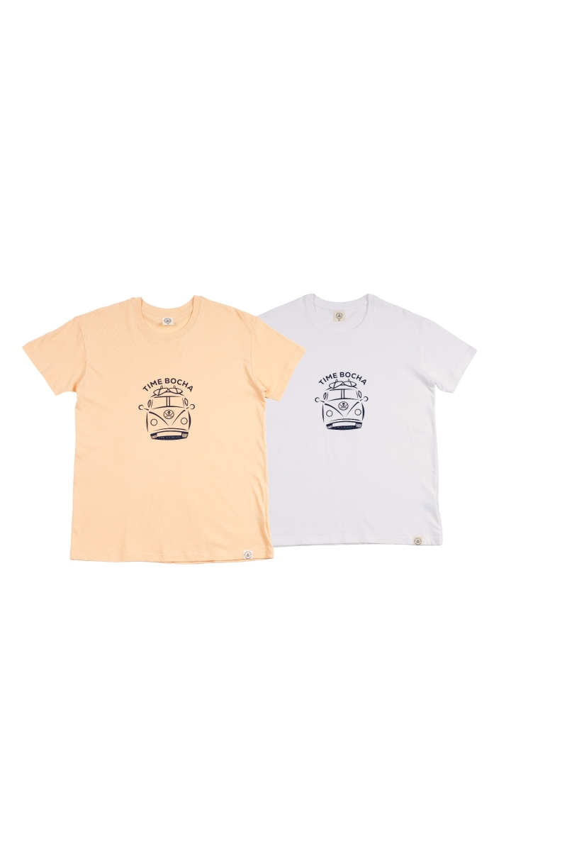 Pack 2  Camisetas Hombre The Time Of Bocha RV1PK.CM Apricot-Blanco