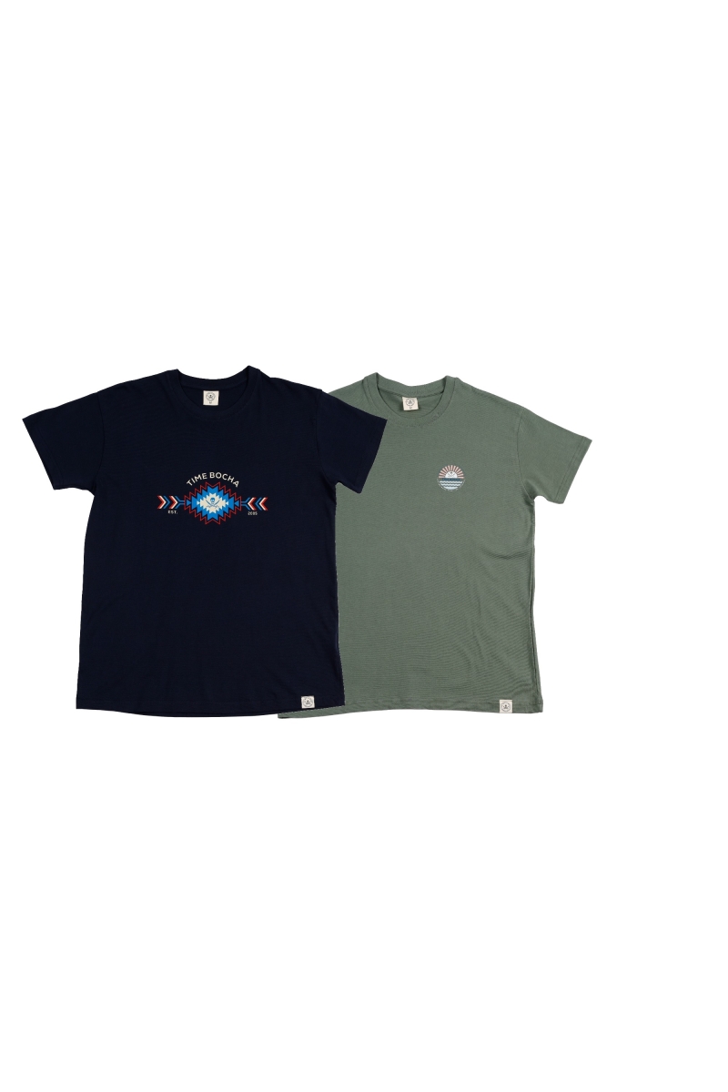 Pack 2  Camisetas Hombre The Time Of Bocha RV1PK.CM Marino-Verde