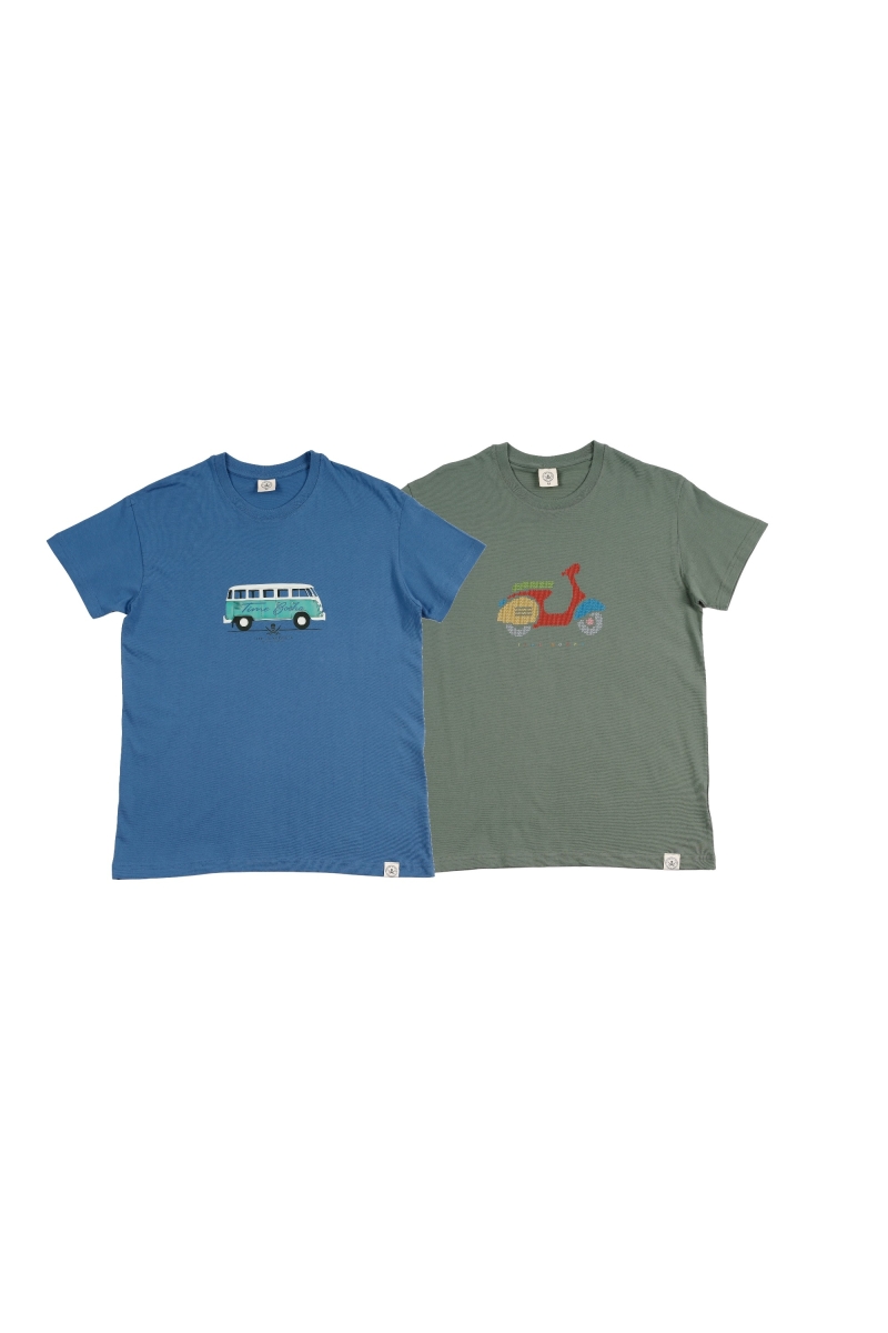 Pack 2  Camisetas Hombre The Time Of Bocha RV1PK.CM Azul.Jea-Verde