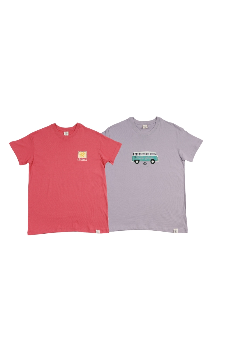 Pack 2  Camisetas Hombre The Time Of Bocha RV1PK.CM Coral-Malva