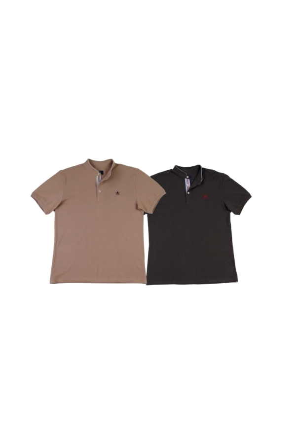Pack 2 Polos Cuello Mao Hombre The Time Of Bocha RV1PK.PL Arena-Gris.Sol