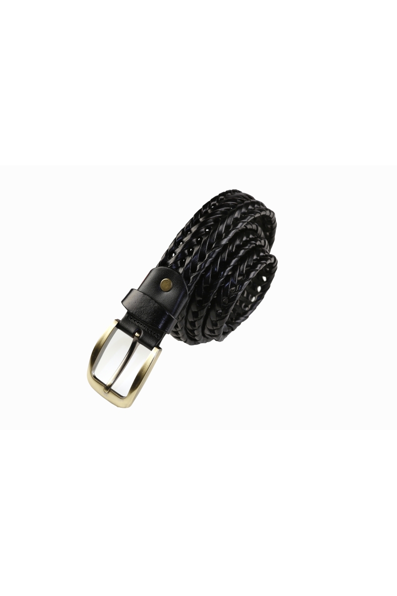 Cinturon Trenzado Cuero Hombre The Time Of Bocha RV1TB009 Negro