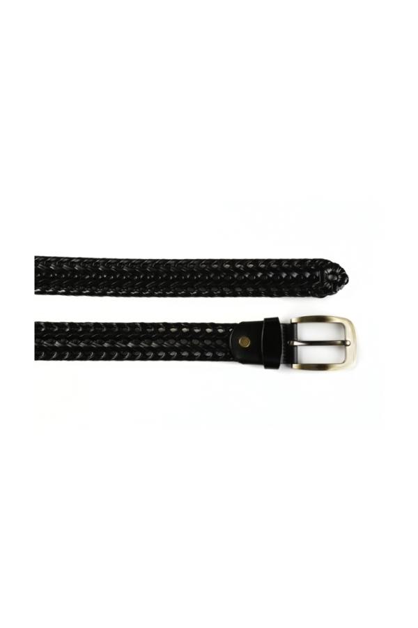 Cinturon Trenzado Cuero Hombre The Time Of Bocha RV1TB009 Negro