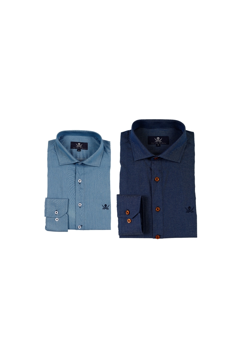 Pack 2  Camisas Poleras Hombre The Time Of Bocha RV1PK.CS Azul Medio-Azul Oscuro